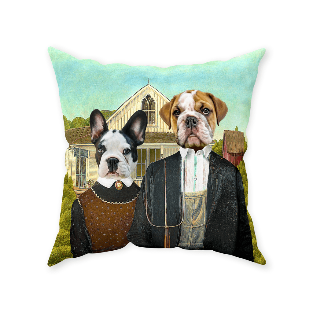 &#39;American Pawthic&#39; Personalized 2 Pet Throw Pillow