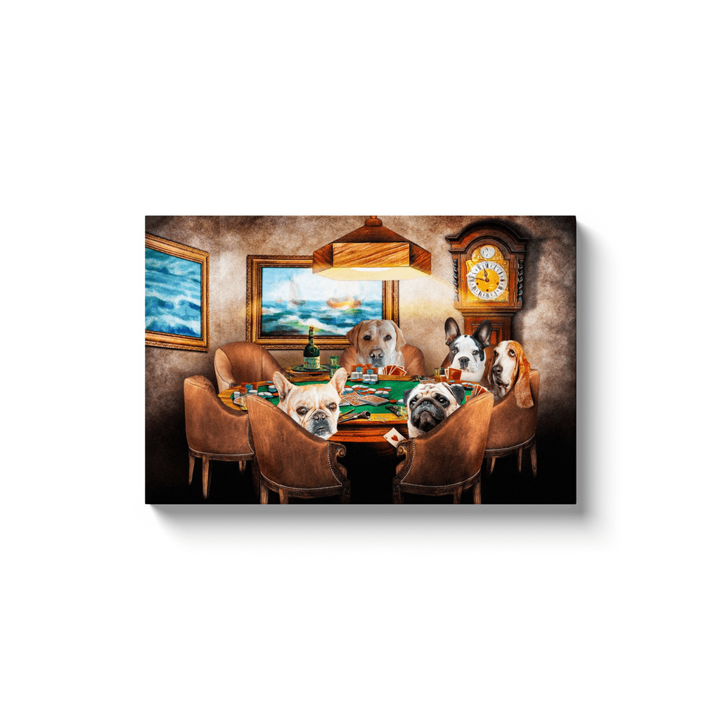 &#39;The Poker Players&#39; Personalized 5 Pet Canvas