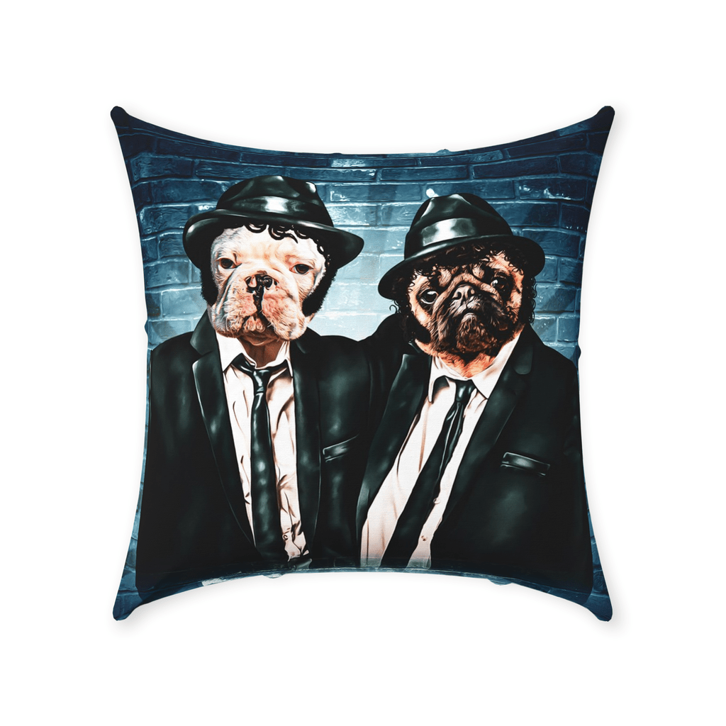 &#39;The Blues Doggos&#39; Personalized 2 Pet Throw Pillow