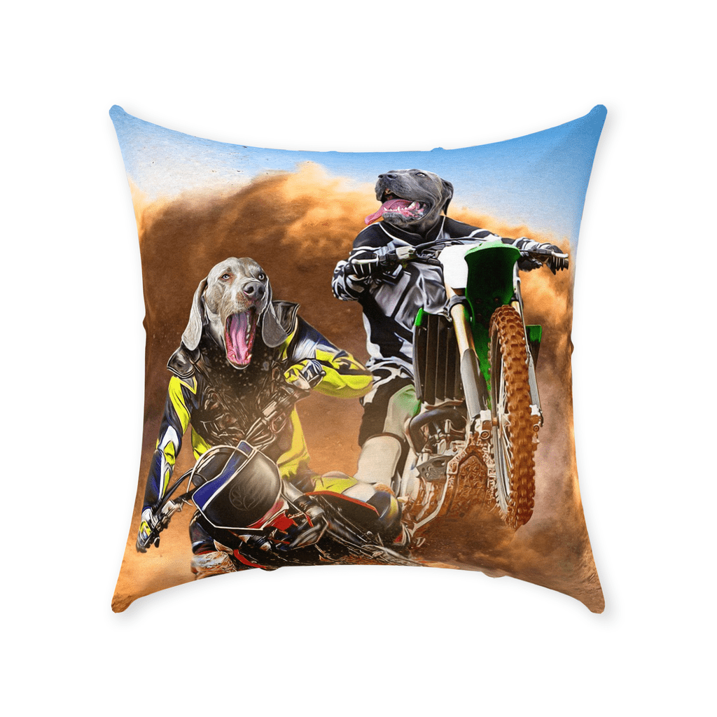 &#39;The Motocross Riders&#39; Personalized 2 Pet Throw Pillow