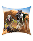 'The Motocross Riders' Personalized 2 Pet Throw Pillow