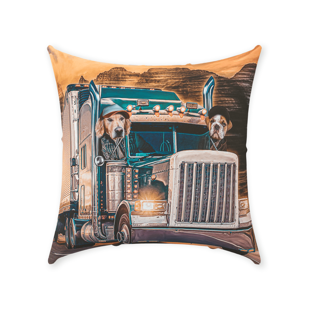 &#39;The Truckers&#39; Personalized 2 Pet Throw Pillow