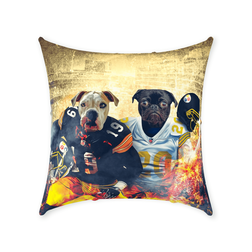 &#39;Pittsburgh Doggos&#39; Personalized 2 Pet Throw Pillow