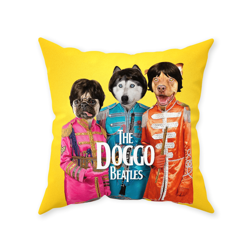 Cojín personalizado con 3 mascotas &#39;The Doggo Beatles&#39;