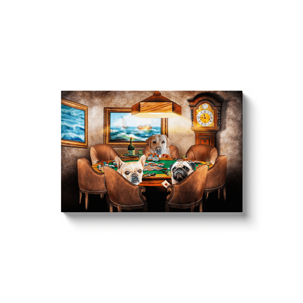 &#39;The Poker Players&#39; Personalized 3 Pet Canvas