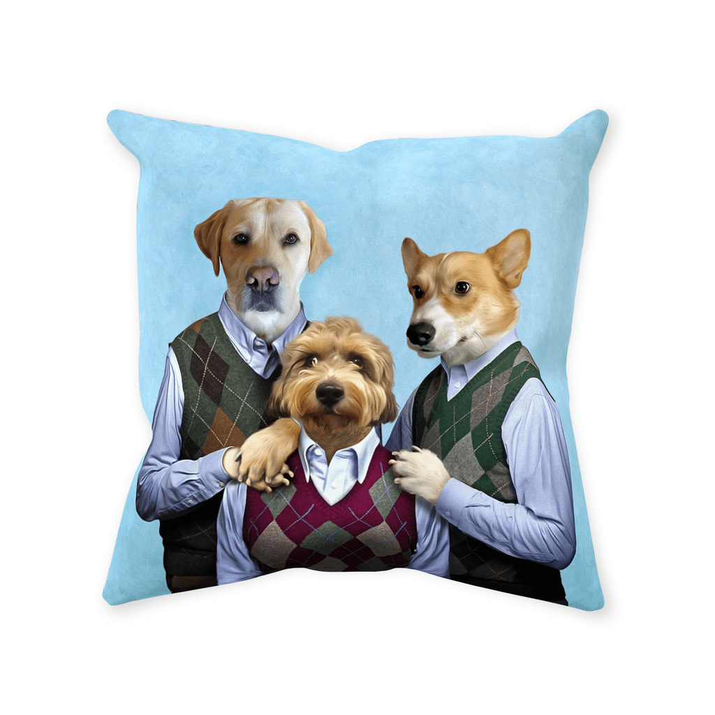 &#39;Step Doggos &amp; Doggette (2 Male 1 Female)&#39; Personalized 3 Pet Throw Pillow