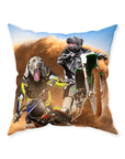 'The Motocross Riders' Personalized 2 Pet Throw Pillow