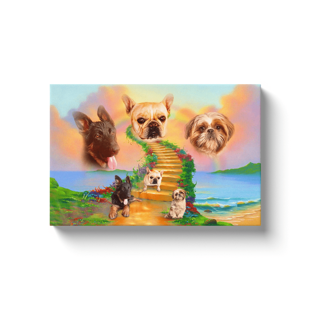 &#39;The Rainbow Bridge 3 Pet&#39; Personalized 3 Pet Canvas