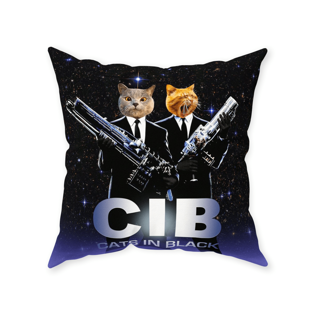 &#39;Cats in Black&#39; Personalized 2 Pet Throw Pillow