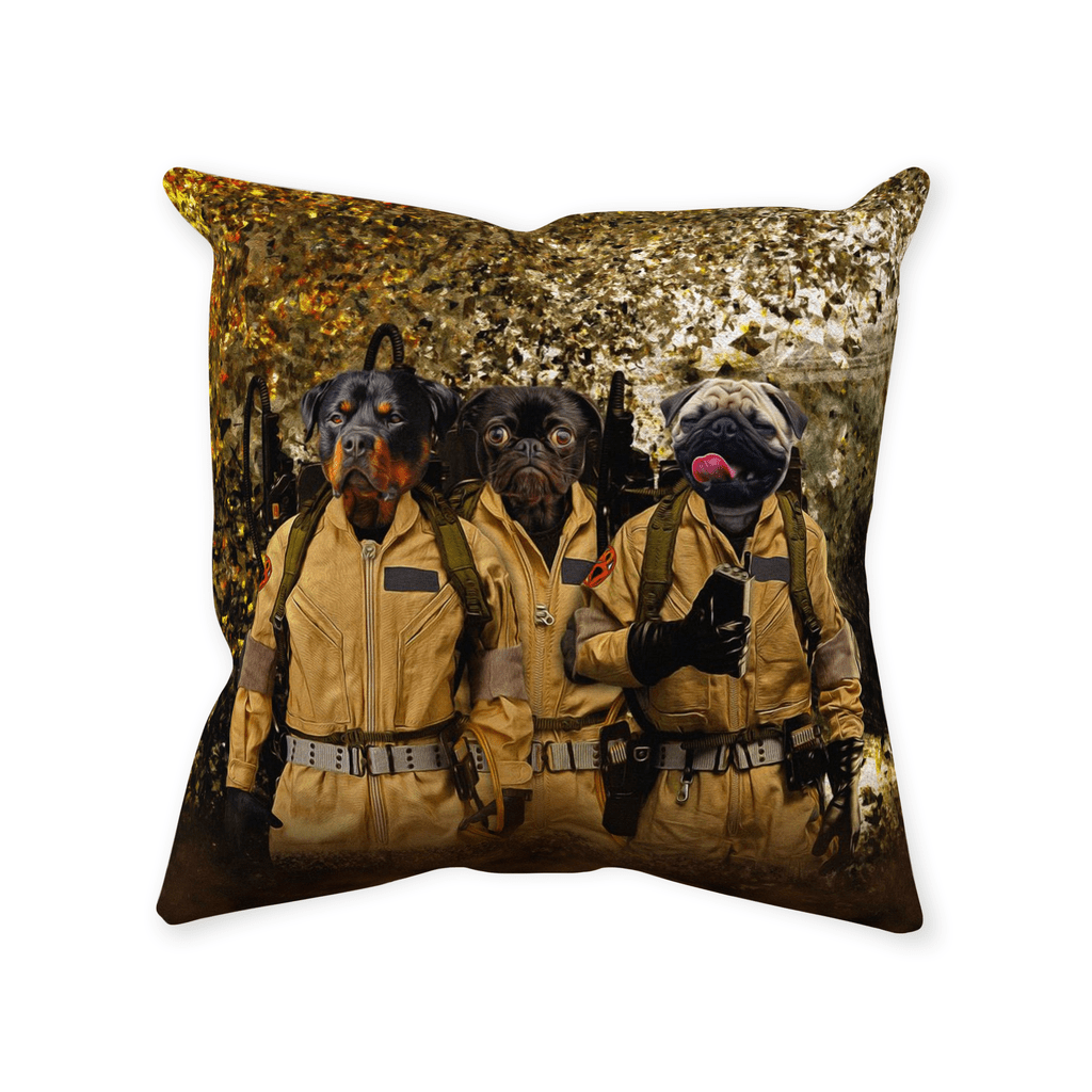 &#39;Dog Busters&#39; Personalized 3 Pet Throw Pillow