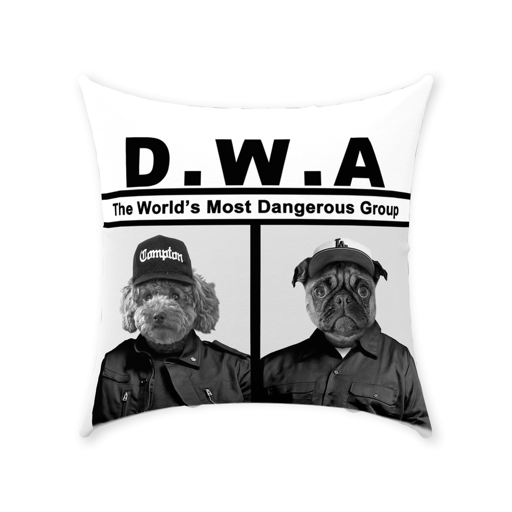 &#39;D.W.A (Doggos with Attitude)&#39; Personalized 2 Pet Throw Pillow