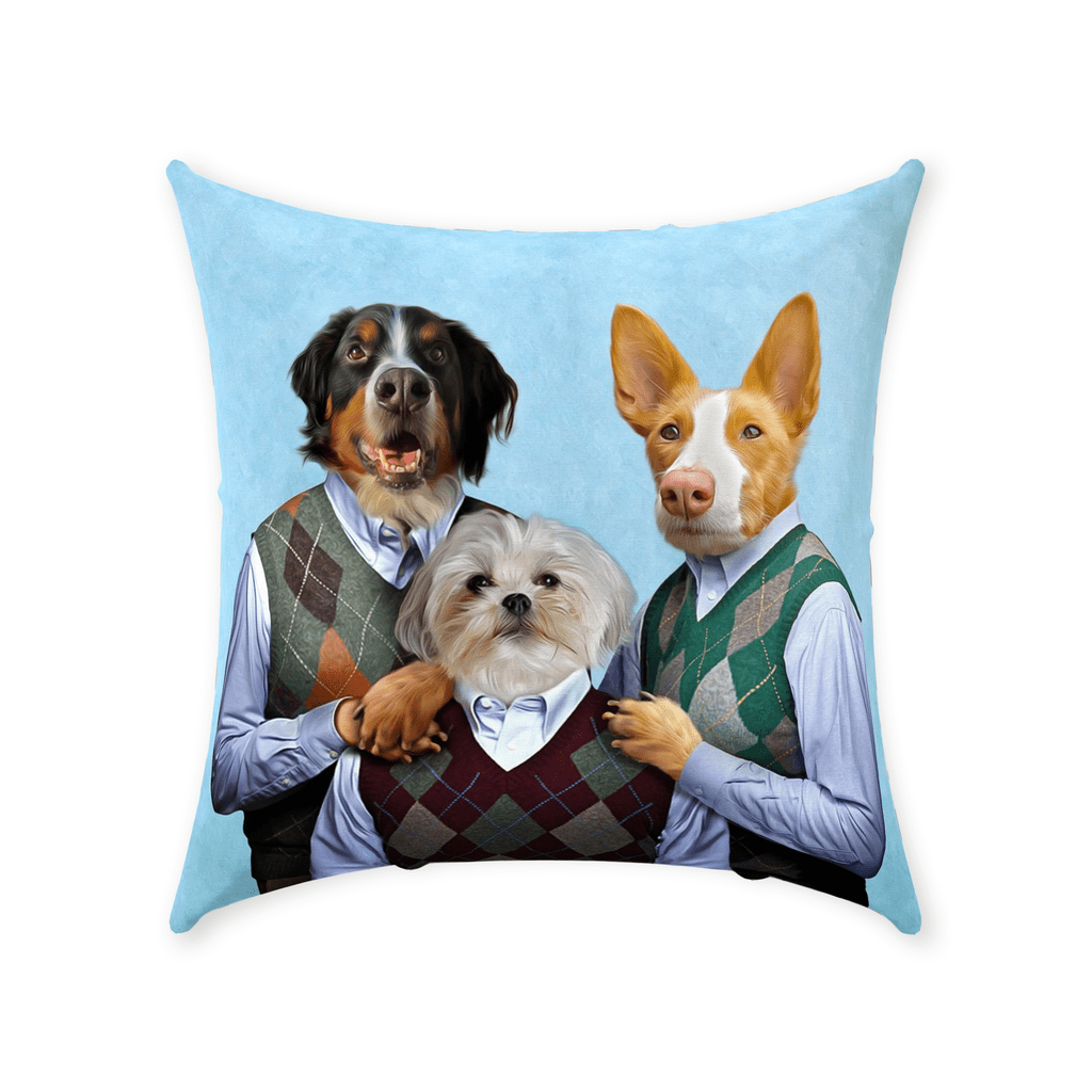 &#39;Step Doggos &amp; Doggette (2 Female 1 Male)&#39; Personalized 3 Pet Throw Pillow