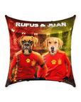 Cojín para 2 mascotas personalizado 'Spain Doggos Soccer'