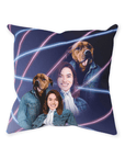 '1980s Lazer Portrait Pet(Male)/Human(Female)' Personalized Throw Pillow