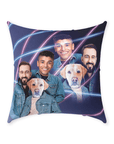 '1980s Lazer Portrait 1 Pet/Humans(Males)' Personalized Throw Pillow