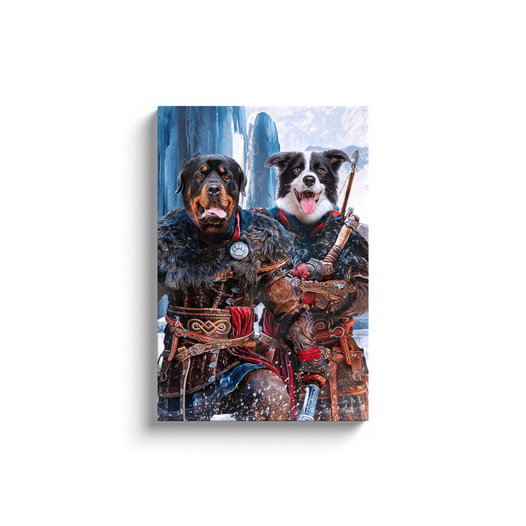 &#39;The Viking Warriors&#39; Personalized 2 Pet Canvas