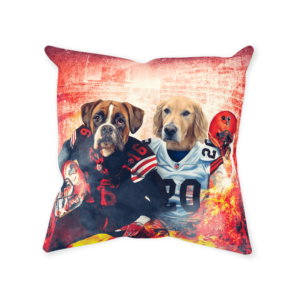 &#39;Cleveland Doggos&#39; Personalized 2 Pet Throw Pillow