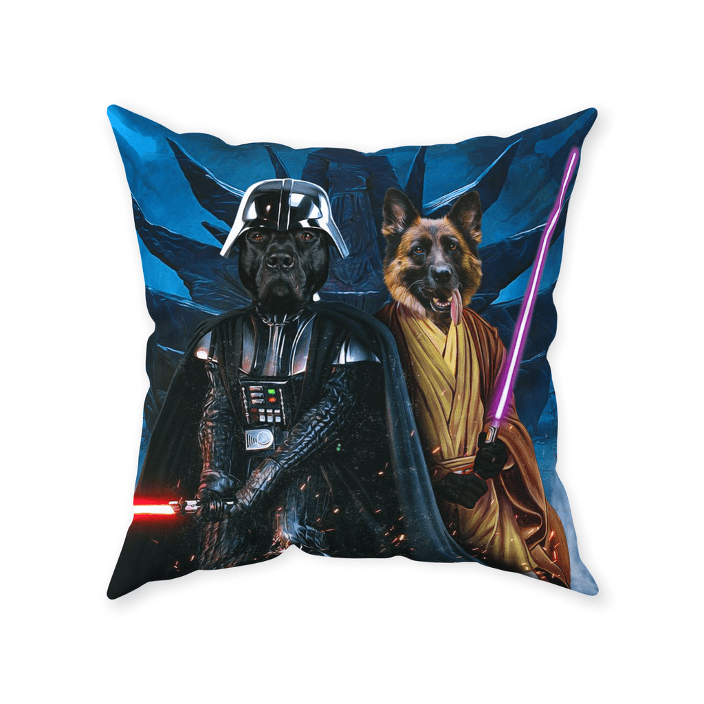 &#39;Darth Woofer &amp; Jedi-Doggo&#39; Personalized 2 Pet Throw Pillow