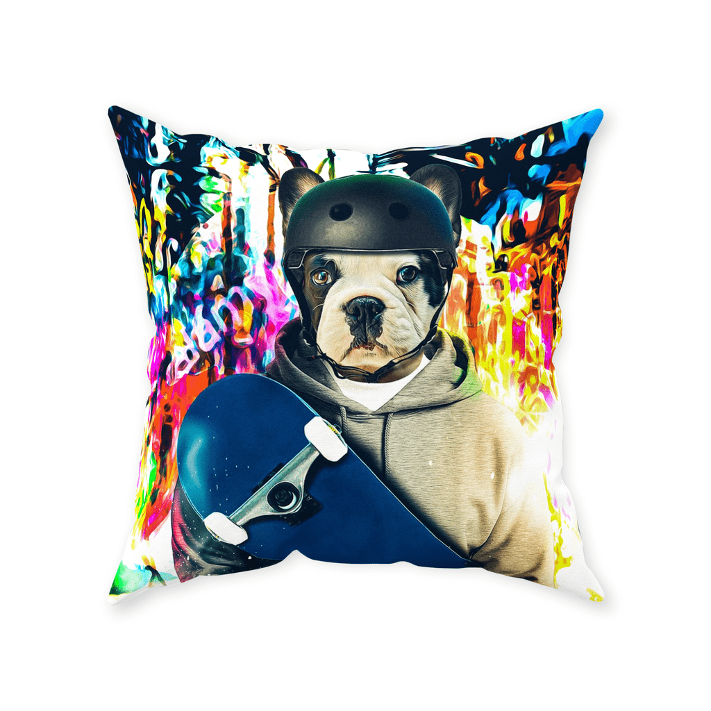 &#39;The Skateboarder&#39; Personalized Pet Throw Pillow