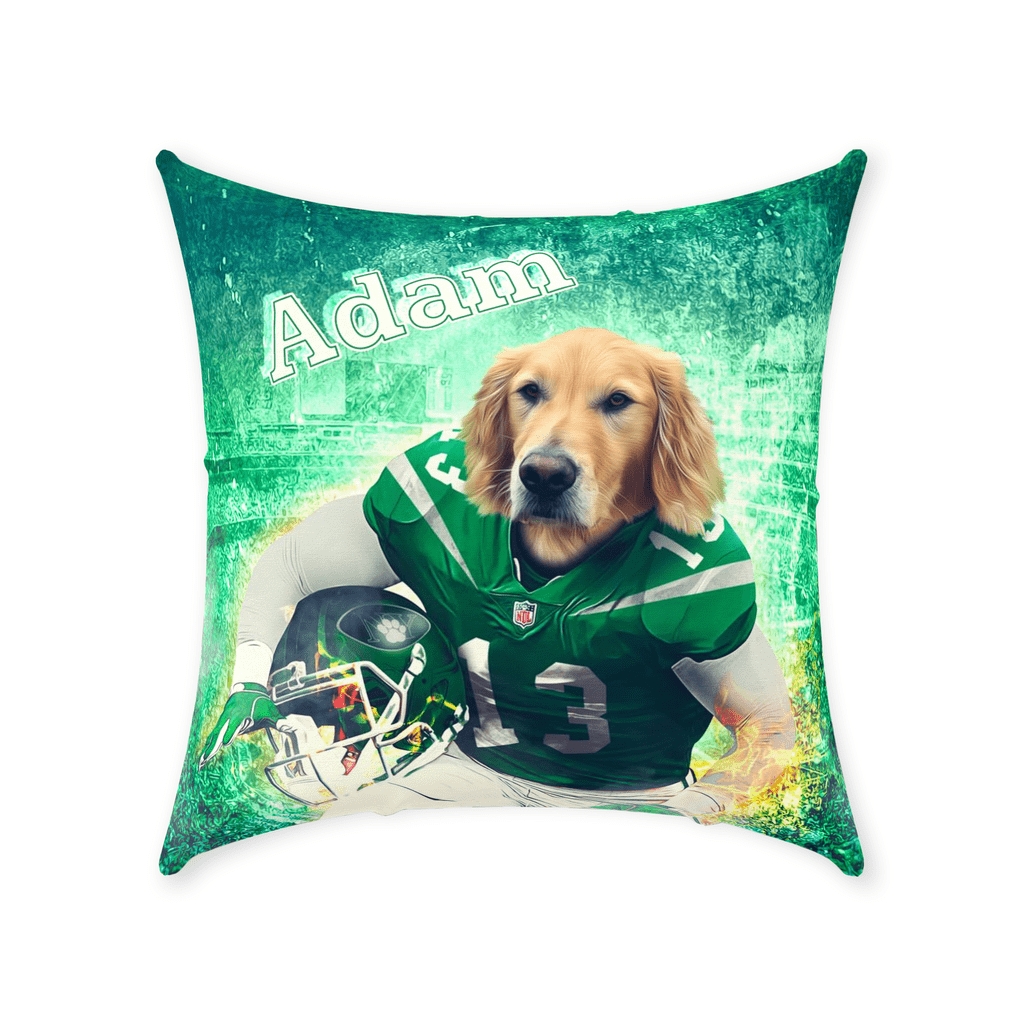 &#39;New York Jet-Doggos&#39; Personalized Pet Throw Pillow