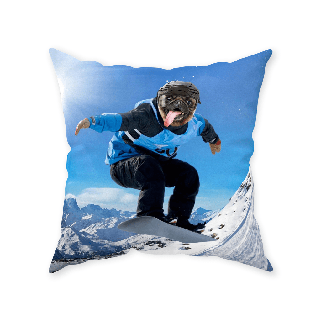 &#39;The Snowboarder&#39; Personalized Pet Throw Pillow