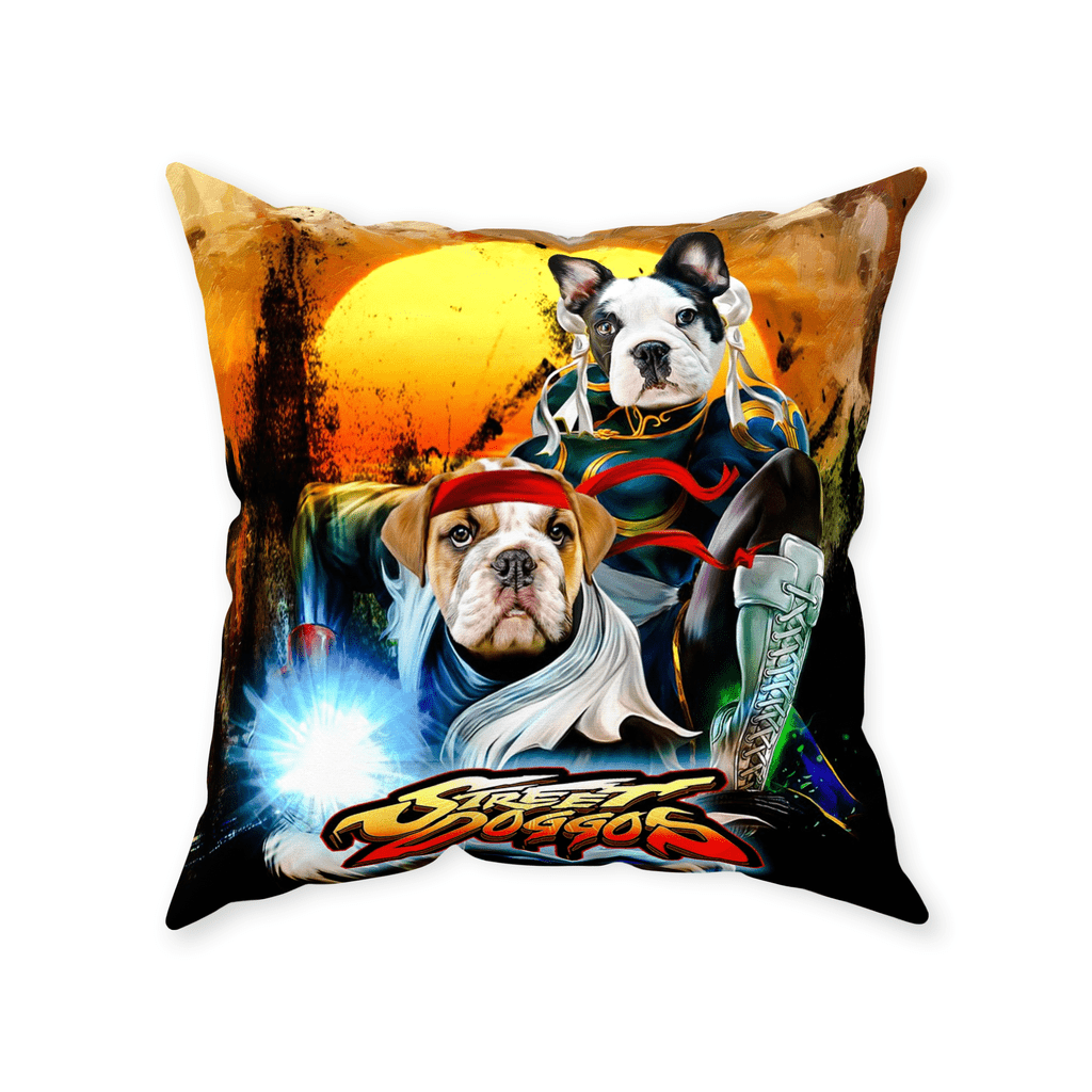 &#39;Street Doggos 2&#39; Personalized 2 Pet Throw Pillow
