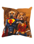 'Superdog & Wonder Doggette' Personalized 2 Pet Throw Pillow