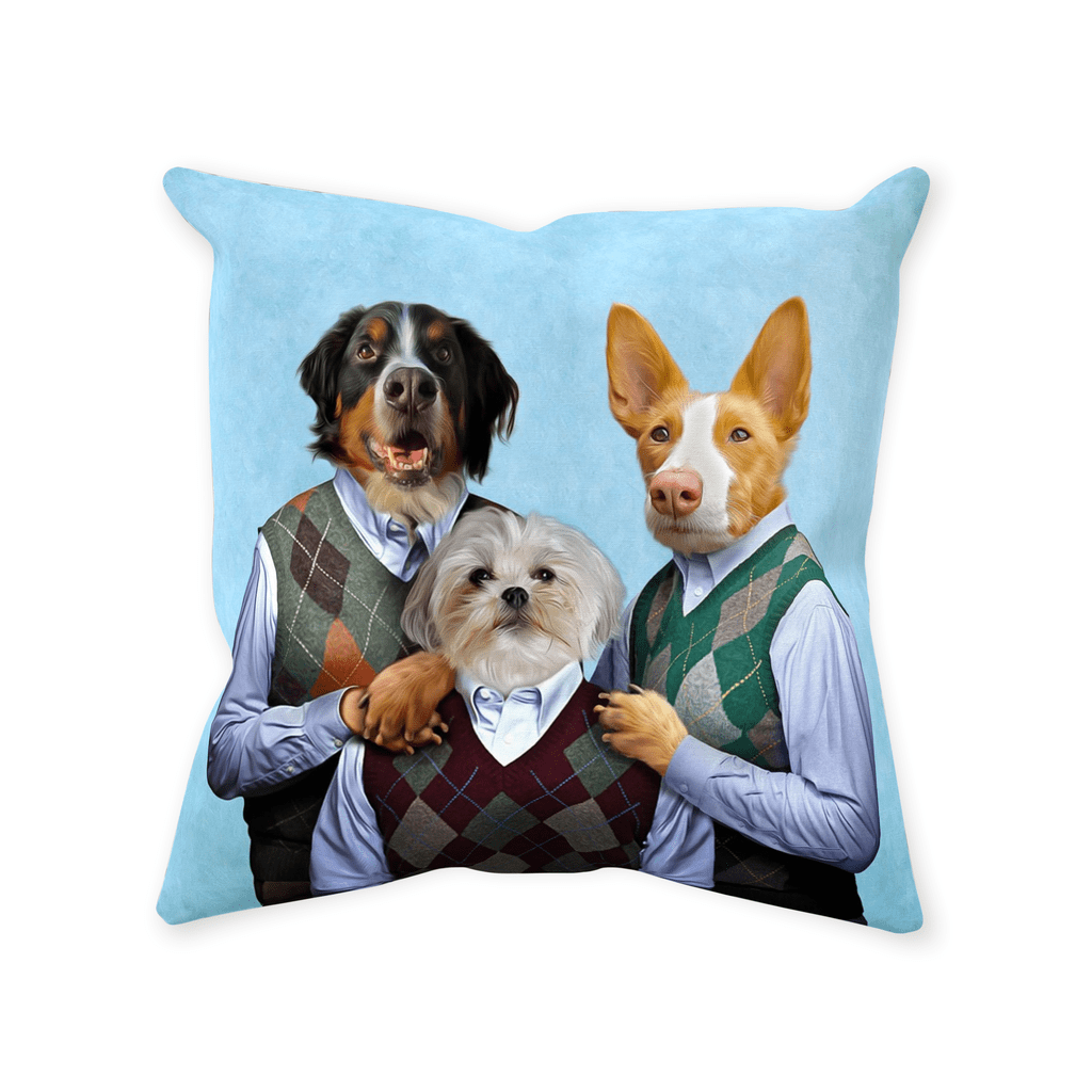 &#39;Step Doggos &amp; Doggette (2 Female 1 Male)&#39; Personalized 3 Pet Throw Pillow