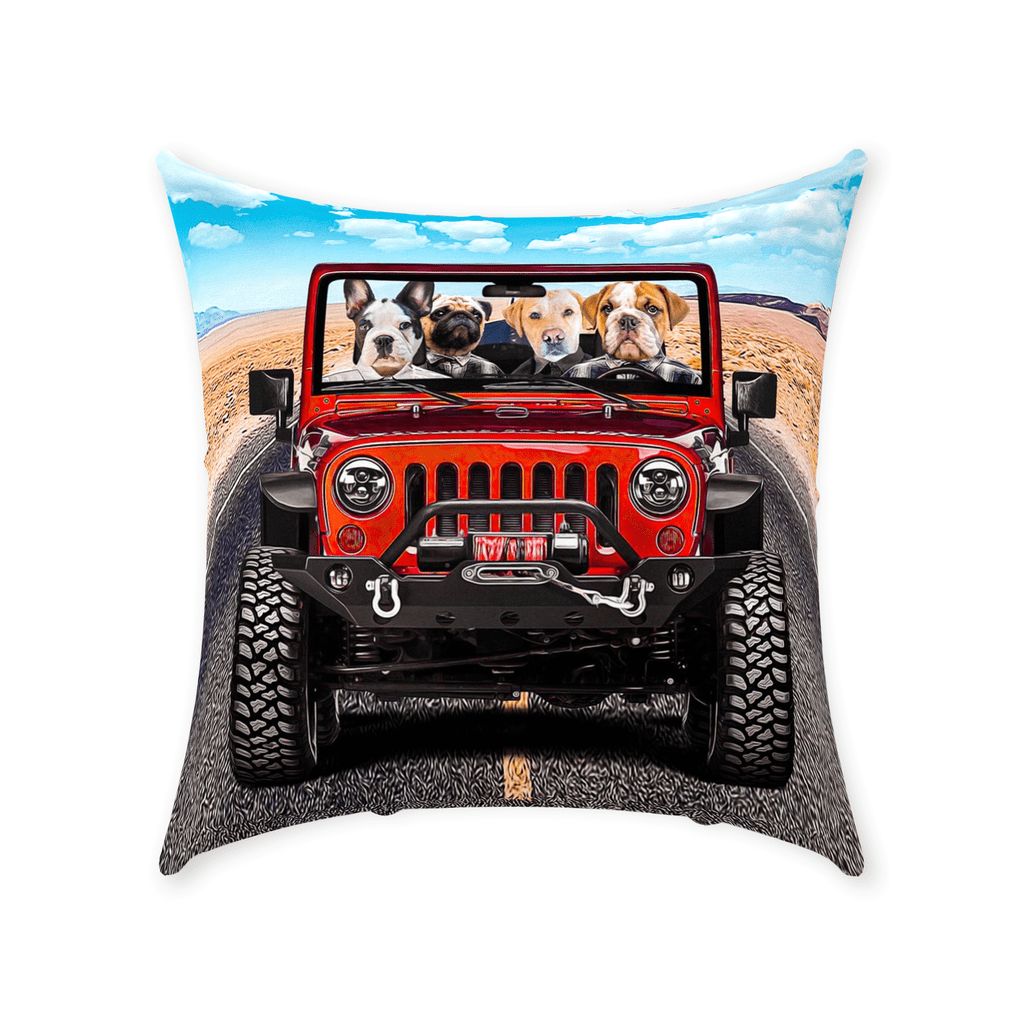&#39;The Yeep Cruisers&#39; Personalized 4 Pet Throw Pillow