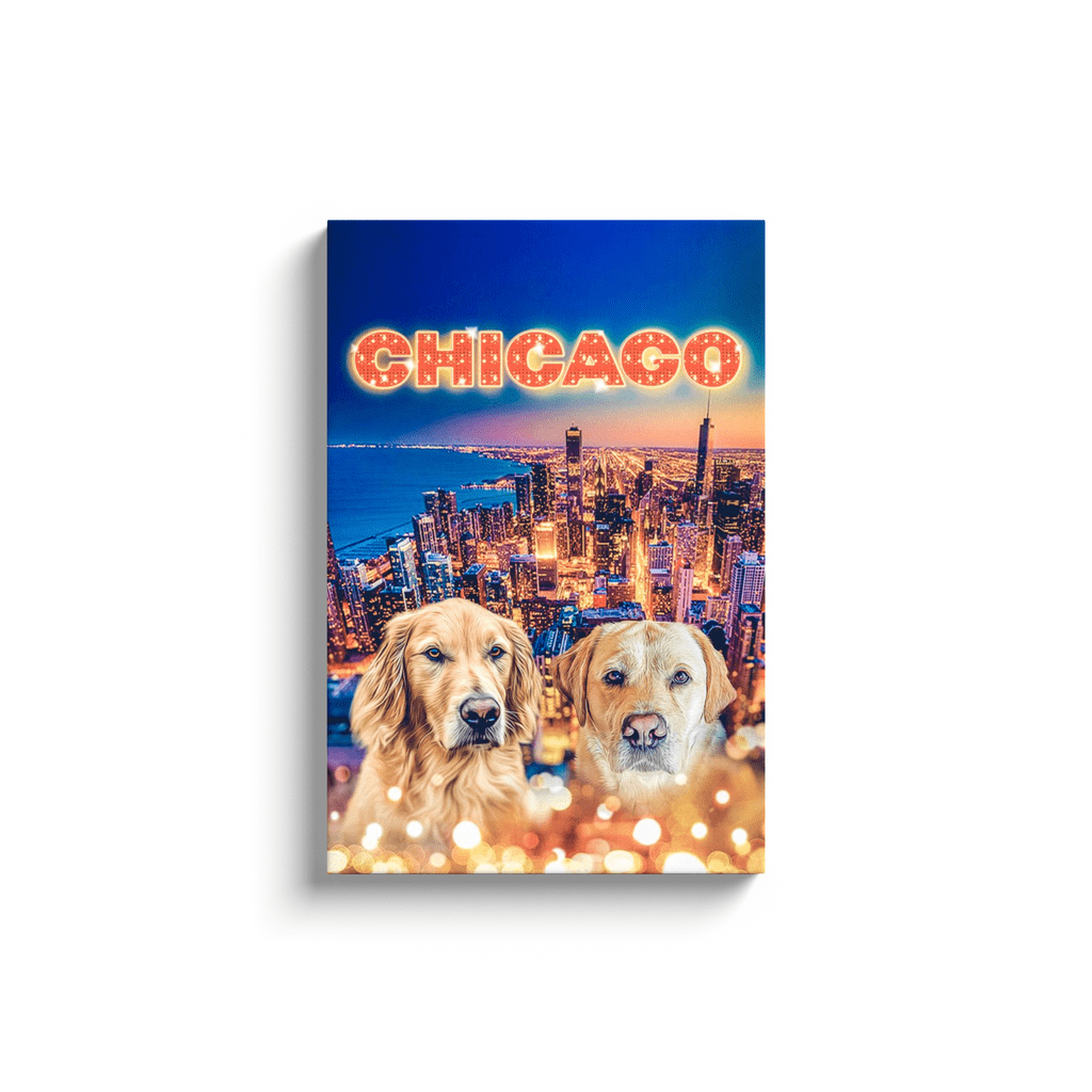 &#39;Doggos Of Chicago&#39; Personalized 2 Pet Canvas