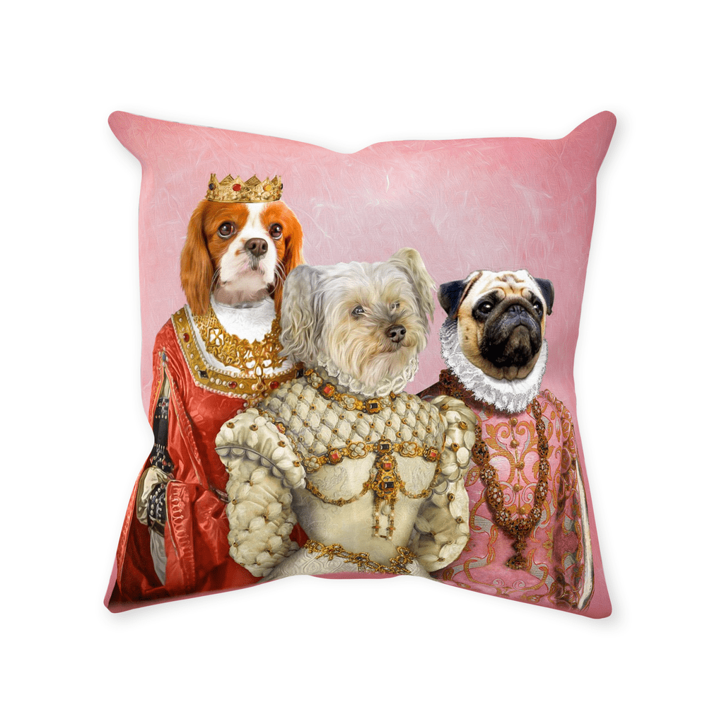 &#39;The Royal Ladies&#39; Personalized 3 Pet Throw Pillow