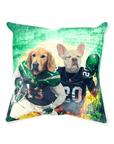'New York Jet-Doggos' Personalized 2 Pet Throw Pillow