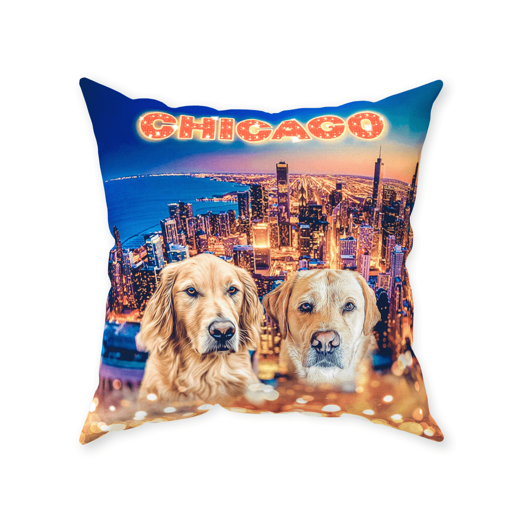 &#39;Doggos of Chicago&#39; Personalized 2 Pet Throw Pillow