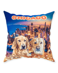 Cojín personalizado para 2 mascotas 'Doggos of Chicago'