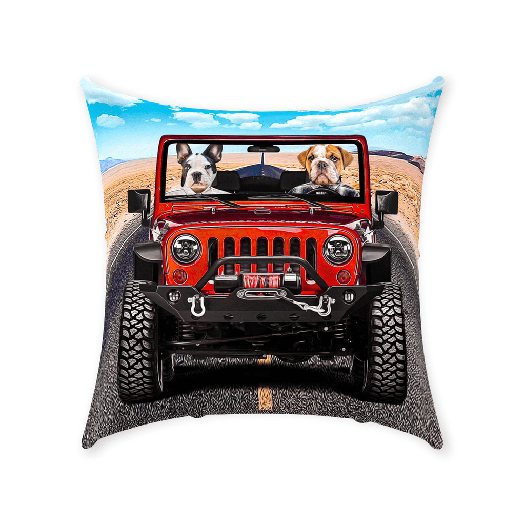 &#39;The Yeep Cruisers&#39; Personalized 2 Pet Throw Pillow