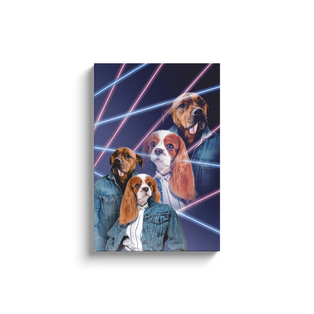 &#39;1980s Lazer Portrait&#39; Personalized 2 Pet Canvas