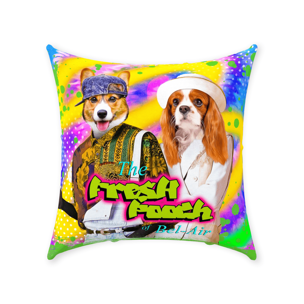 &#39;The Fresh Pooch&#39; Personalized 2 Pet Throw Pillow