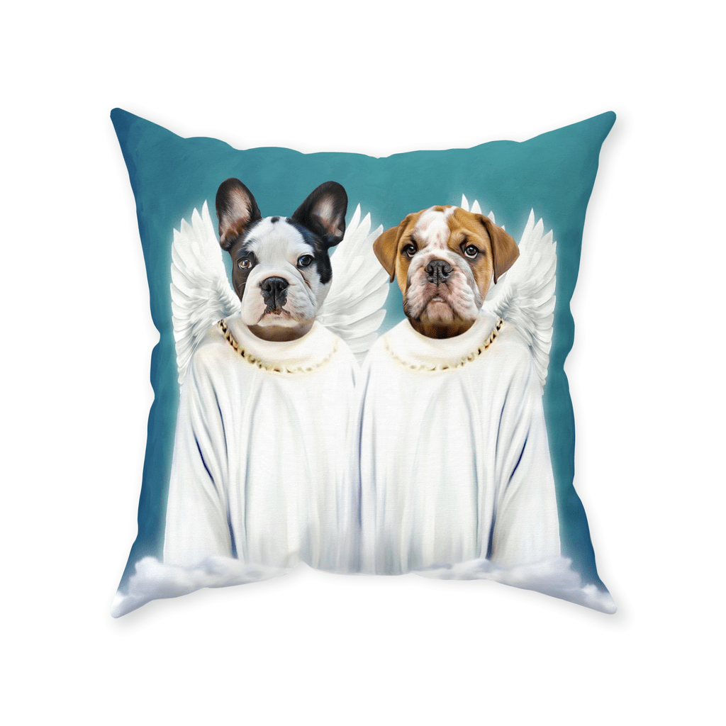 &#39;2 Angels&#39; Personalized 2 Pet Throw Pillow