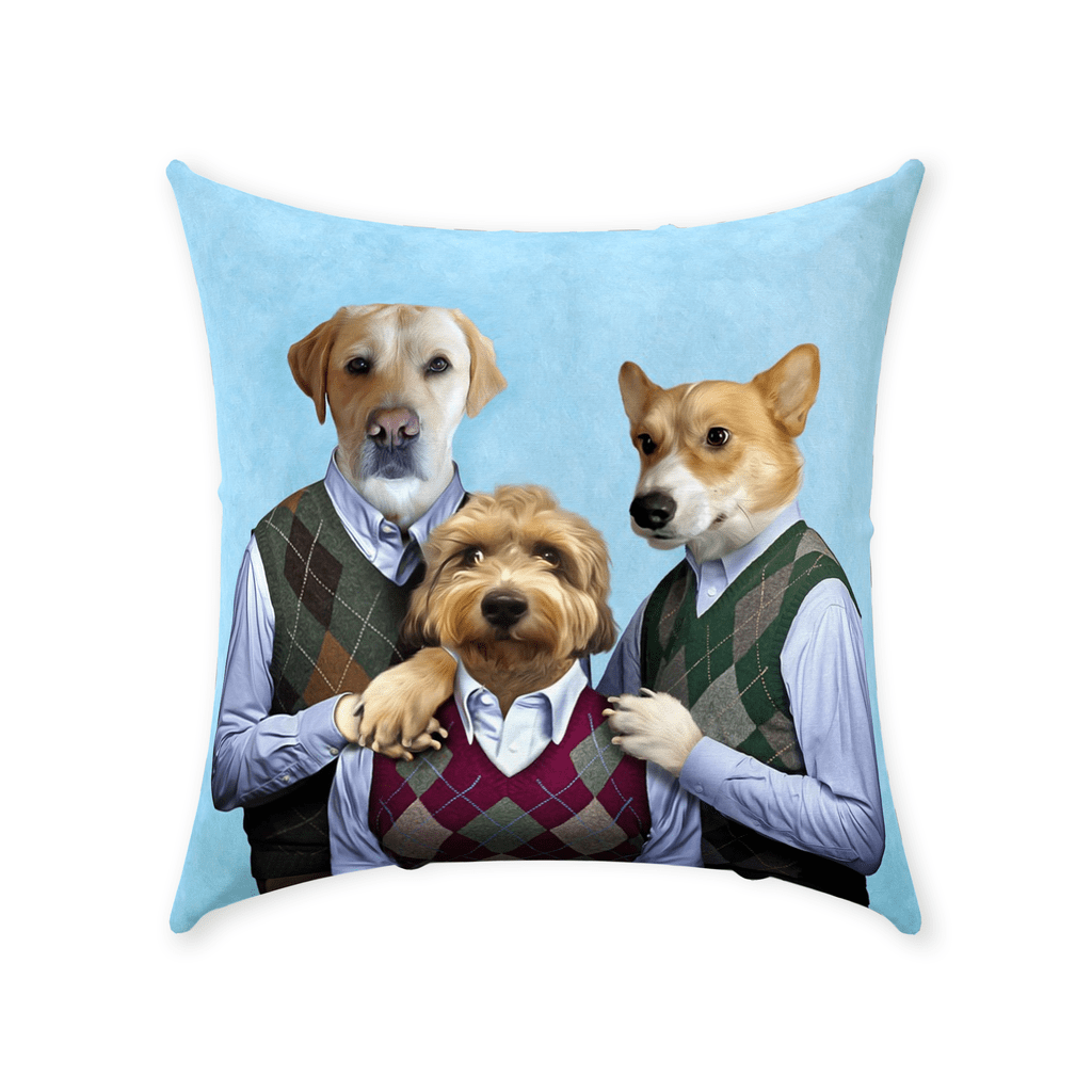 &#39;Step Doggos &amp; Doggette (2 Male 1 Female)&#39; Personalized 3 Pet Throw Pillow