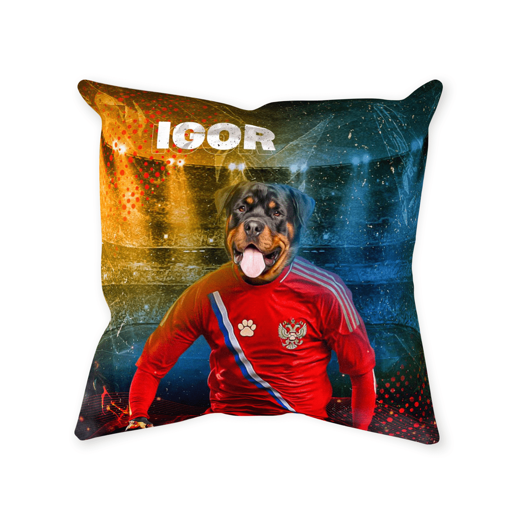&#39;Russia Doggos Euro Football&#39; Personalized Pet Throw Pillow