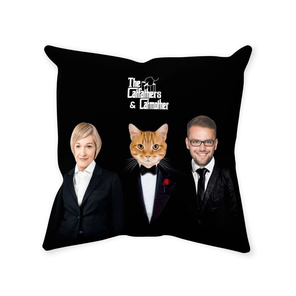 &#39;The Catfathers &amp; Catmother&#39; Personalized Throw Pillow