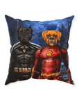 'Batdog & Flash Doggo' Personalized 2 Pet Throw Pillow