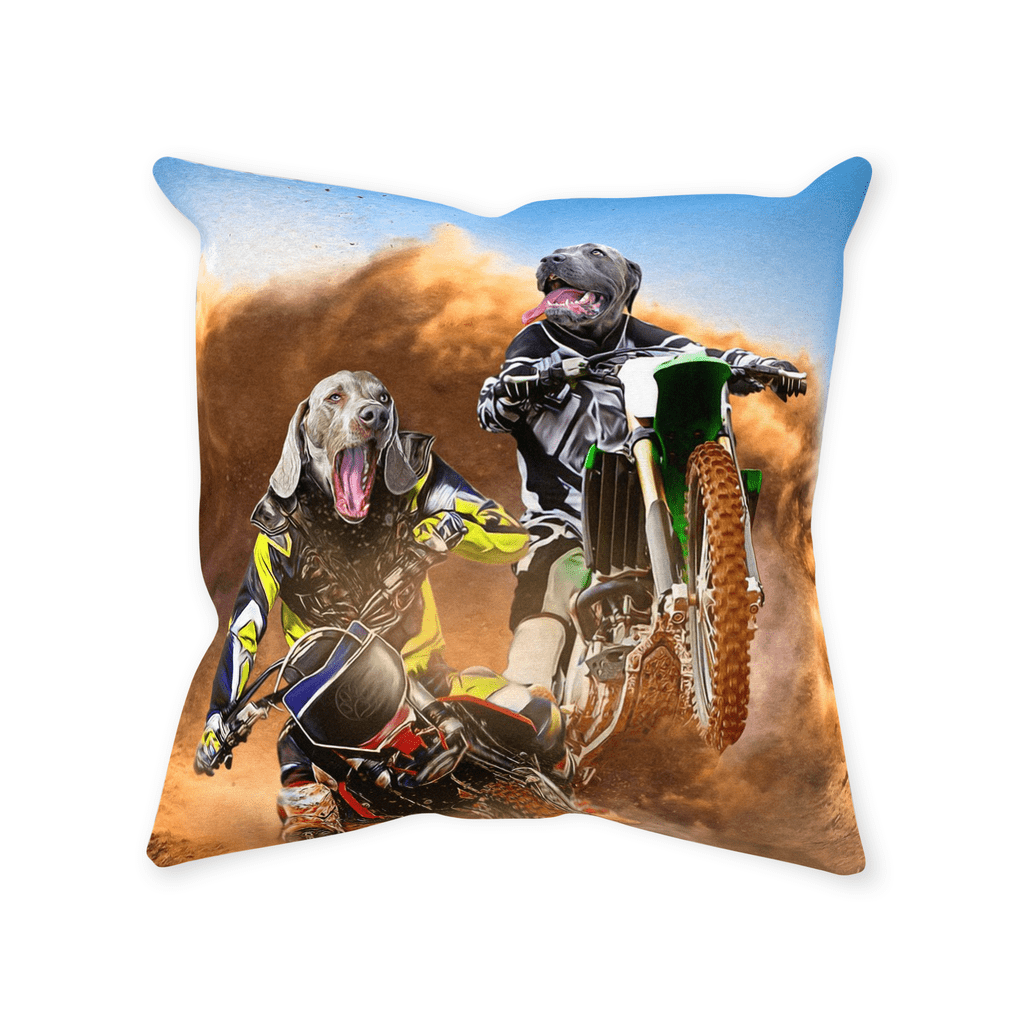 &#39;The Motocross Riders&#39; Personalized 2 Pet Throw Pillow