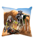 'The Motocross Riders' Personalized 2 Pet Throw Pillow