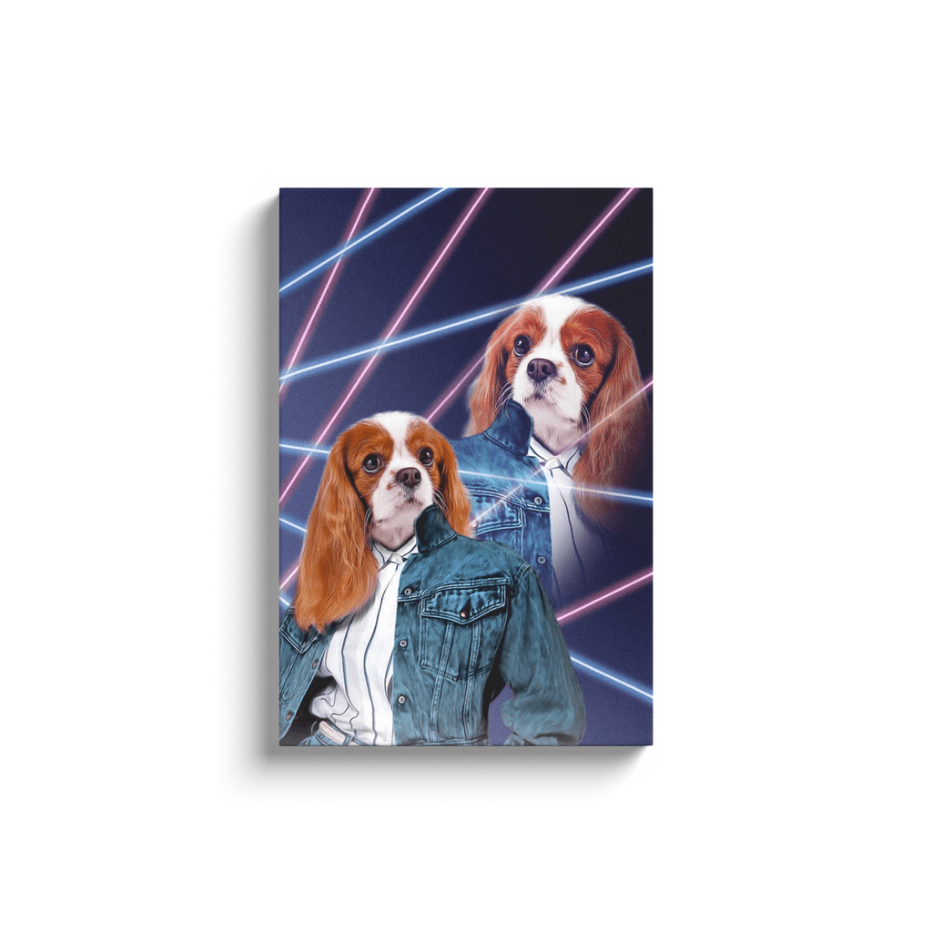 Lienzo personalizado para mascotas &#39;Retrato Lazer de los años 80 (mujer)&#39;