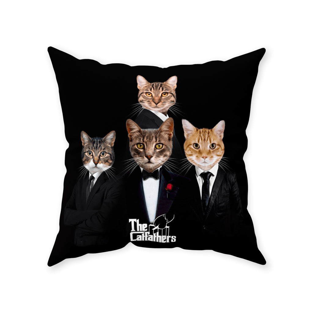 &#39;The Catfathers&#39; Personalized 4 Pet Throw Pillow