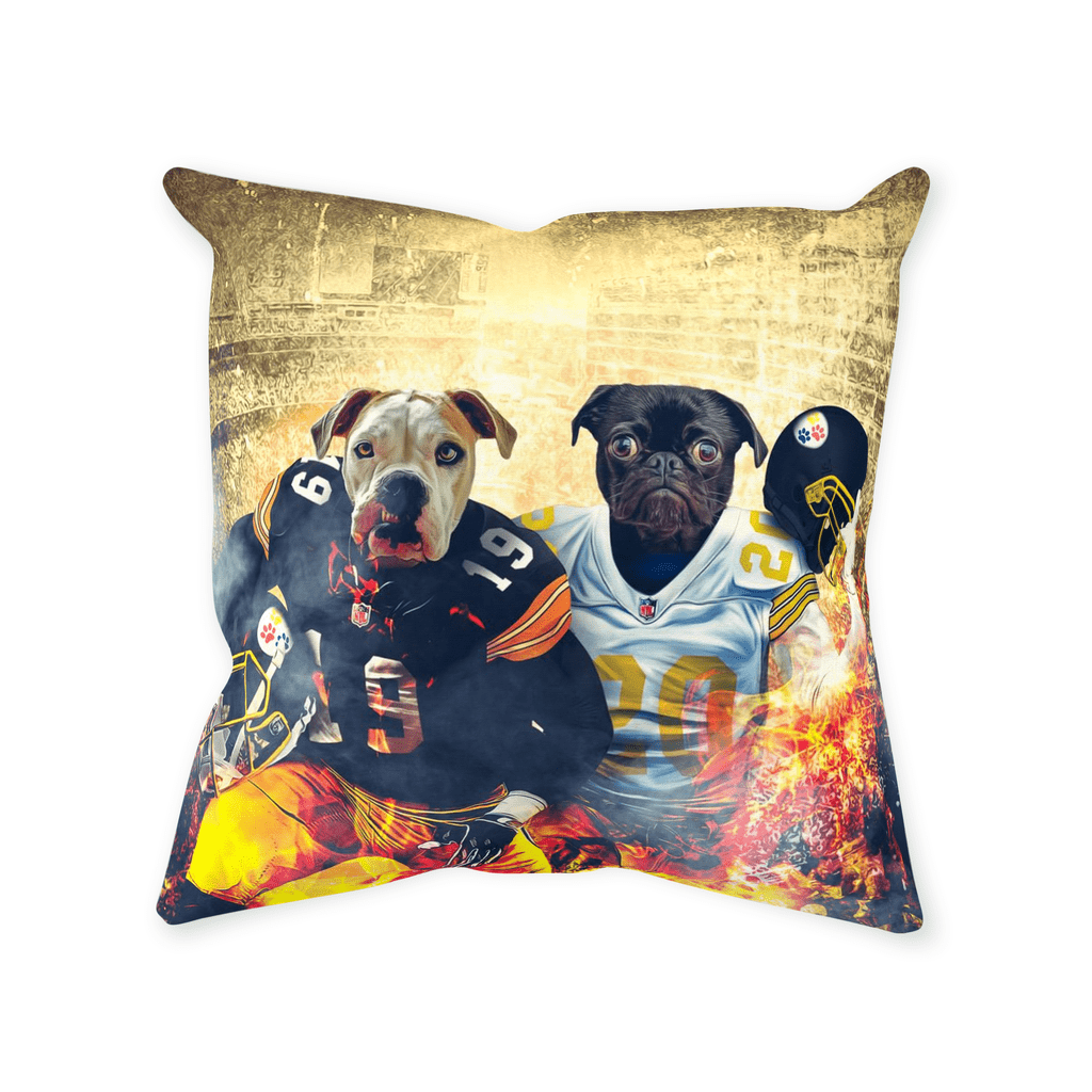 &#39;Pittsburgh Doggos&#39; Personalized 2 Pet Throw Pillow