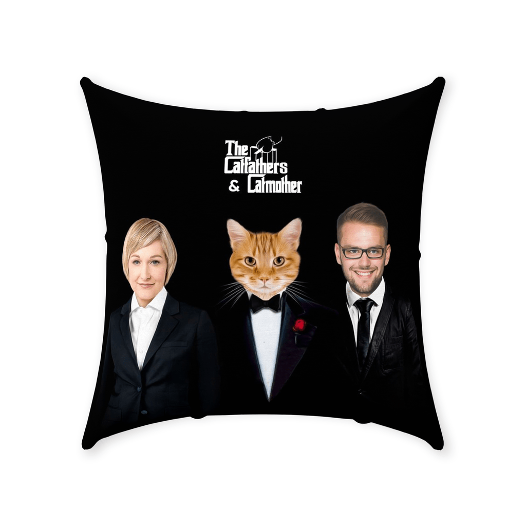 &#39;The Catfathers &amp; Catmother&#39; Personalized Throw Pillow