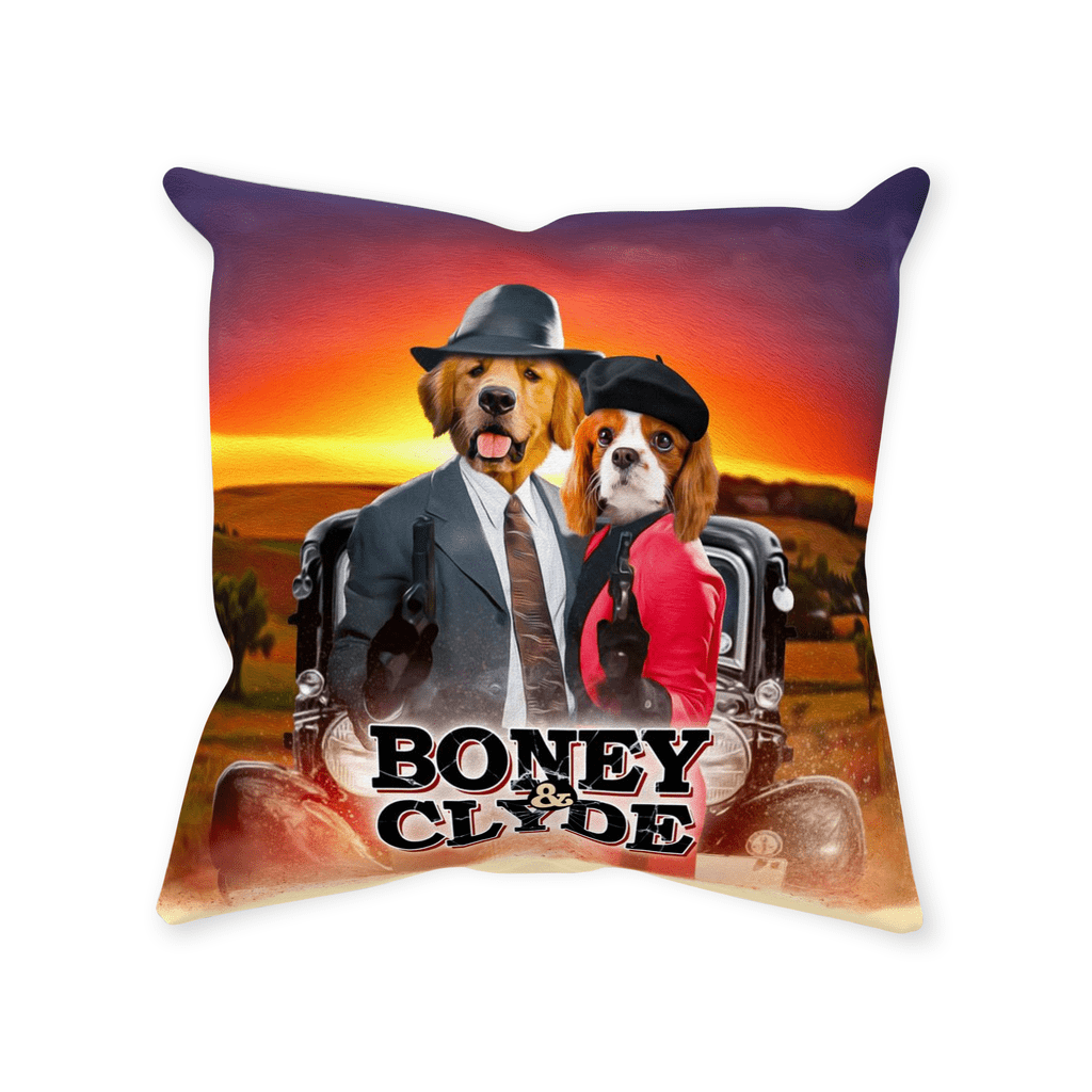 &#39;Boney and Clyde&#39; Personalized 2 Pet Throw Pillow