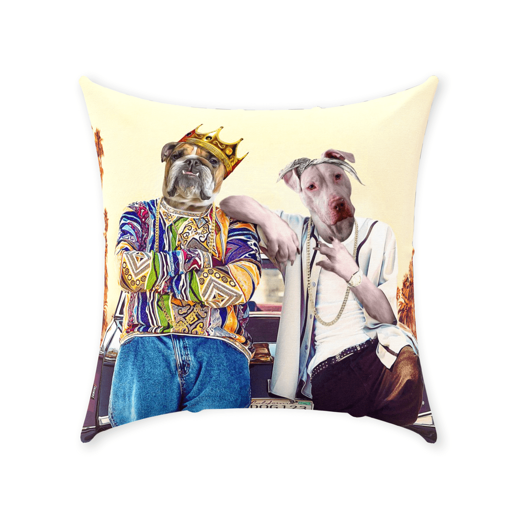 '2Paw and Notorious D.O.G. California Edition' Personalized 2 Pet Throw Pillow